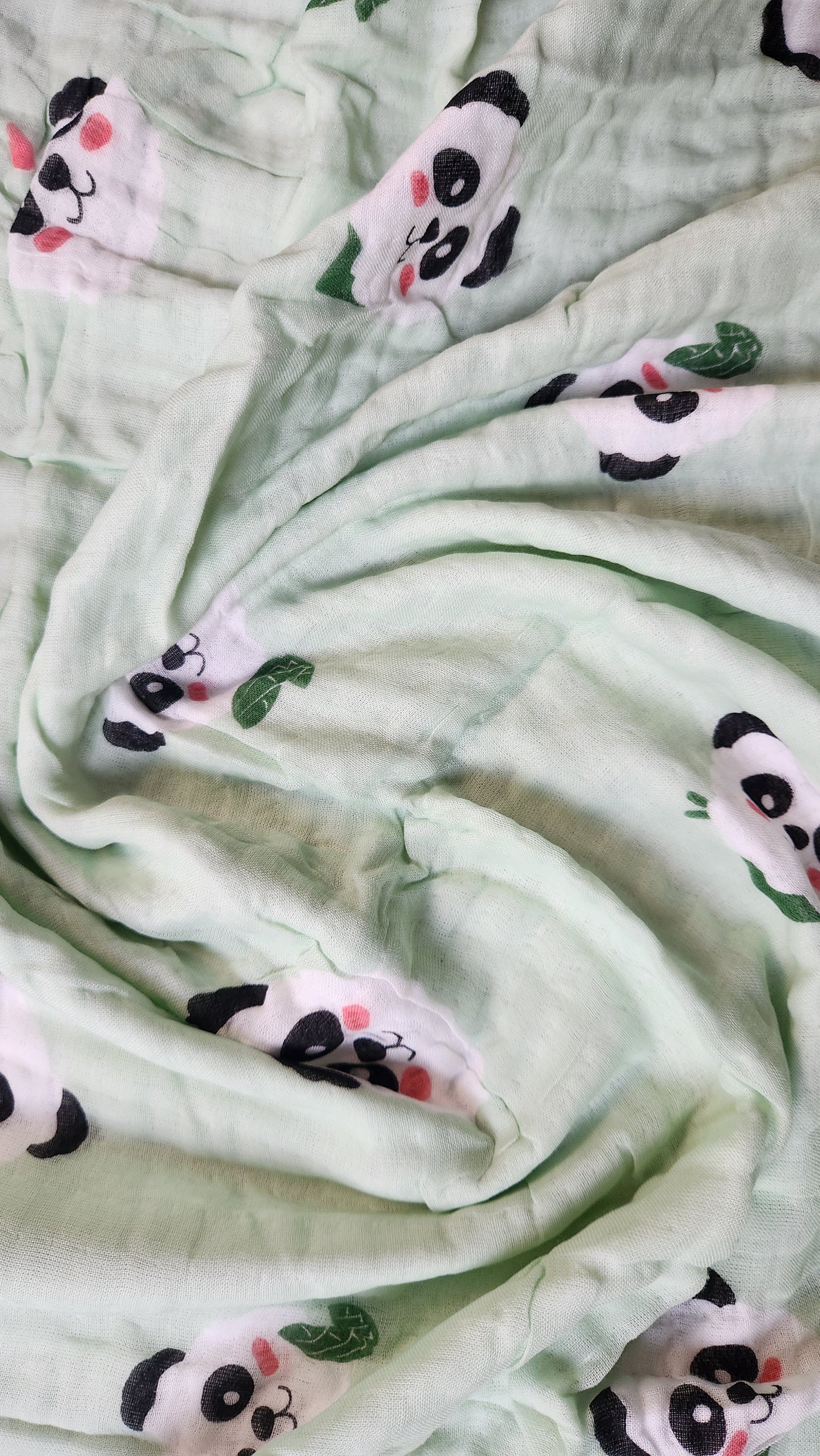 Muslin Blanket - Green Panda