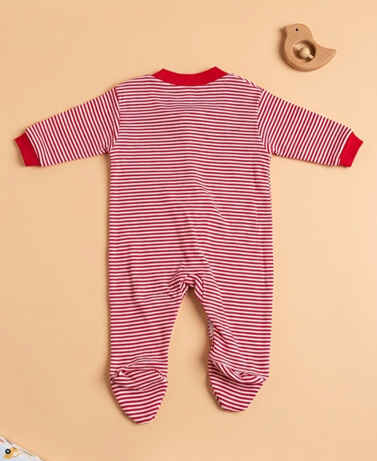 Footed Rompers - Red Stripes