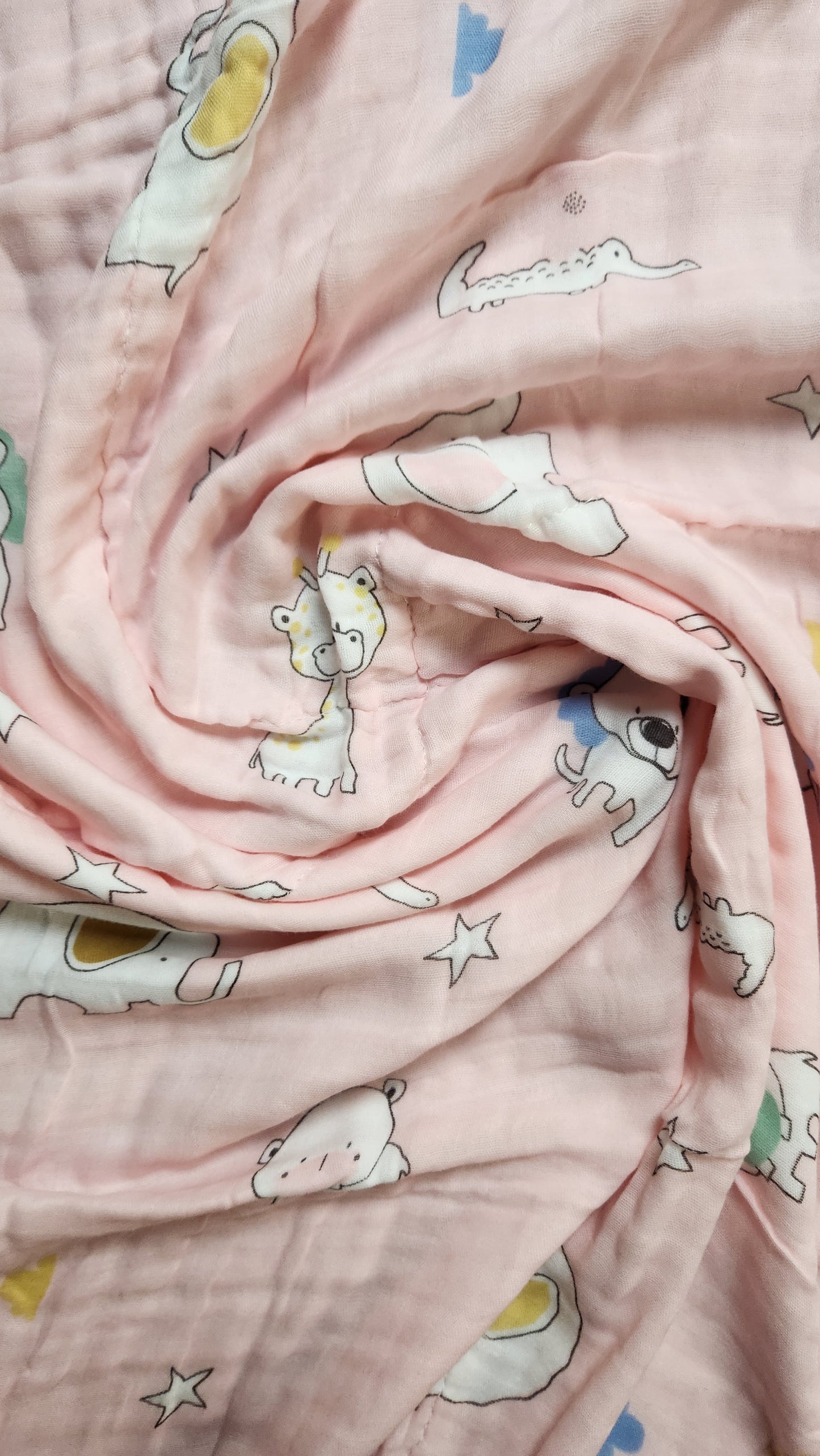 Muslin Blanket - Pink Animals