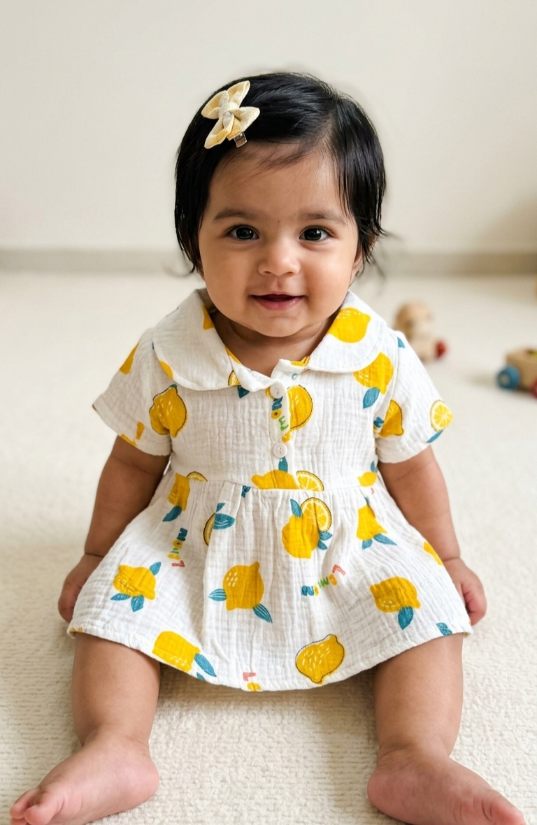 Muslin Frock - Lemon