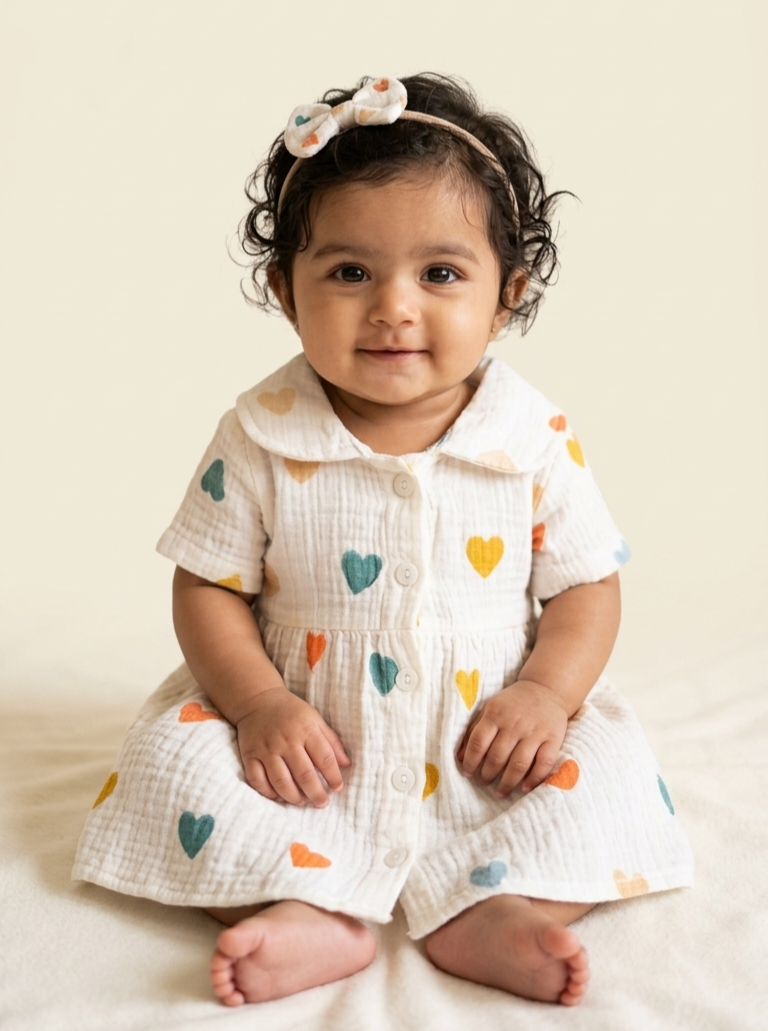 Muslin Frock - Hearts