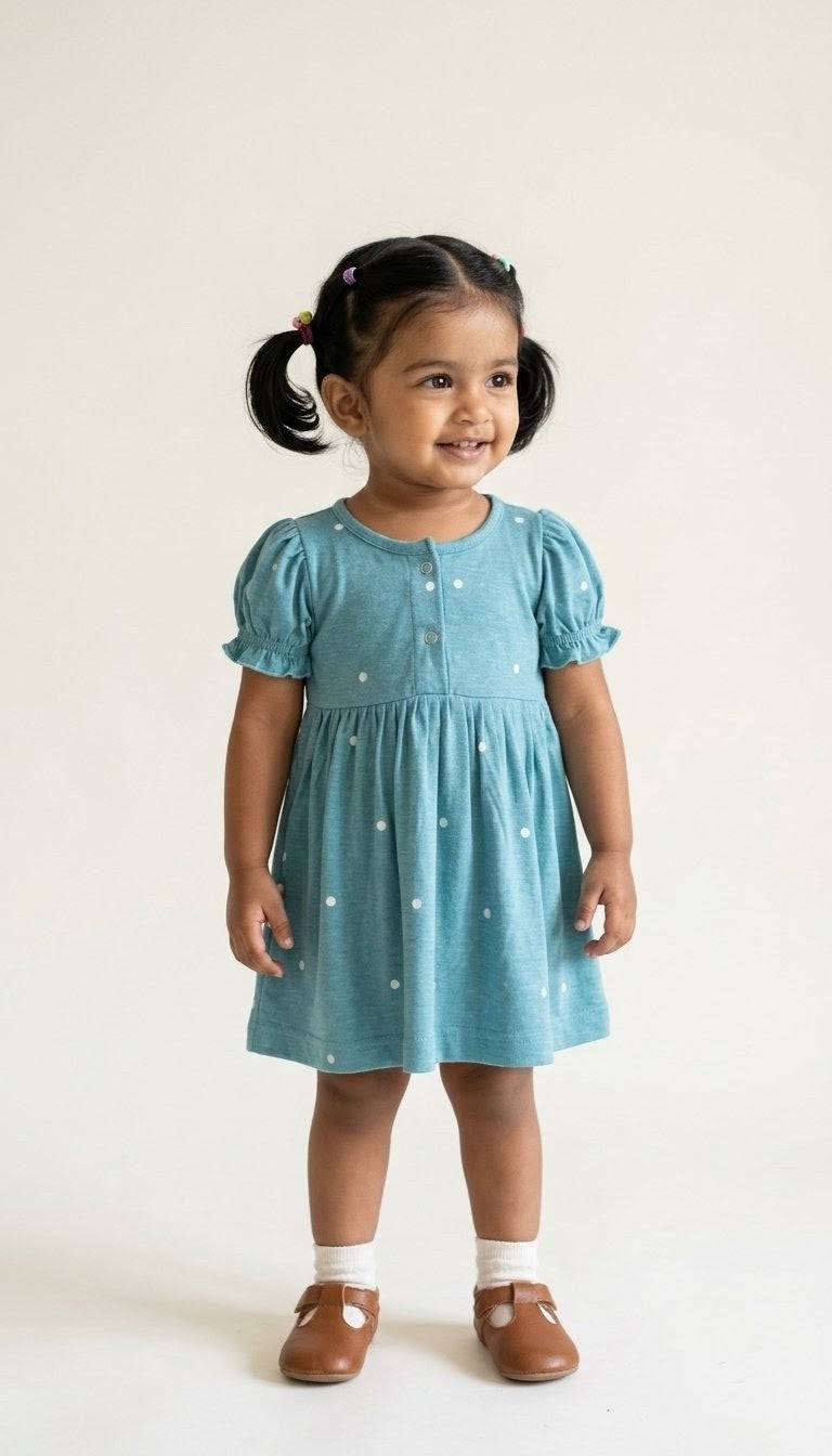 Blue Ploka Frock