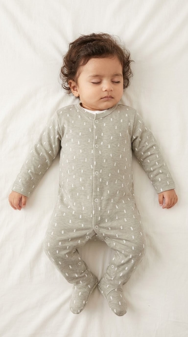 Footed Rompers - Grey Patterns
