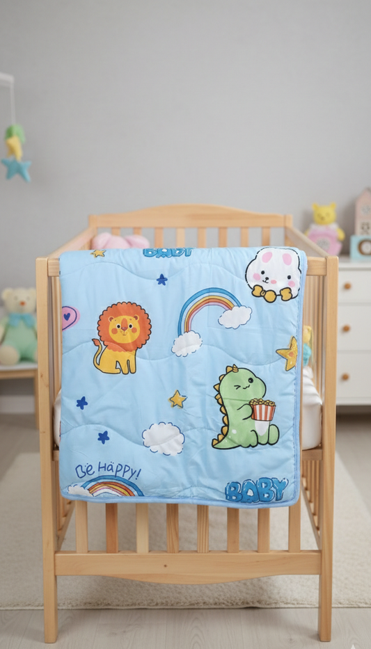 Cotton Quilt - Animals in Blue