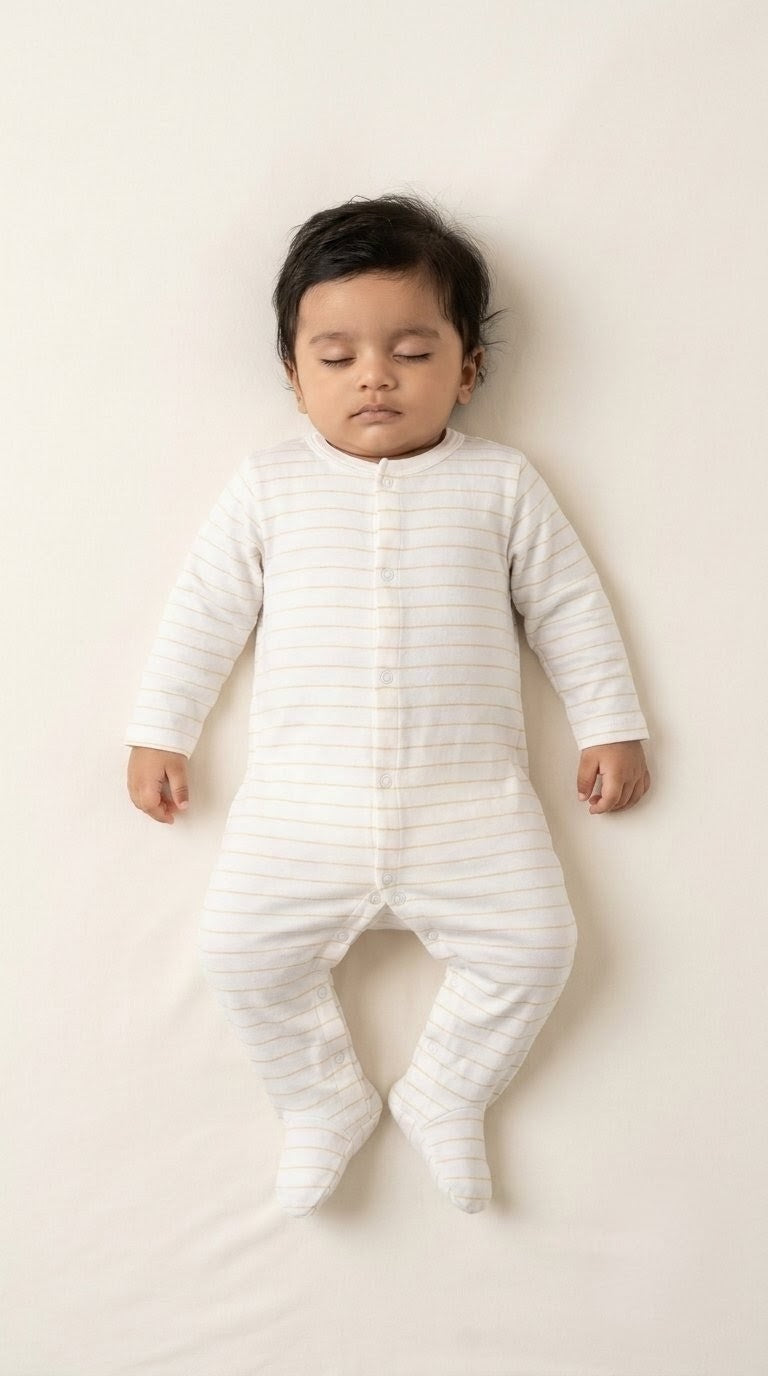 Footed Rompers - Orange Stripes