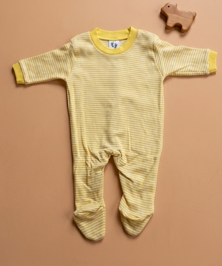 Footed Rompers - Yellow Stripes