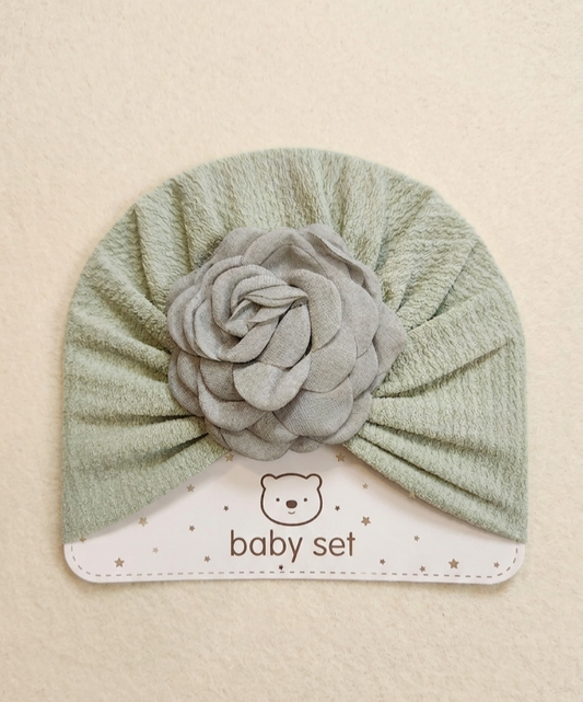 Bow Cap - Green Flower