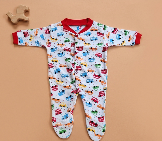 Footed Rompers - Cars