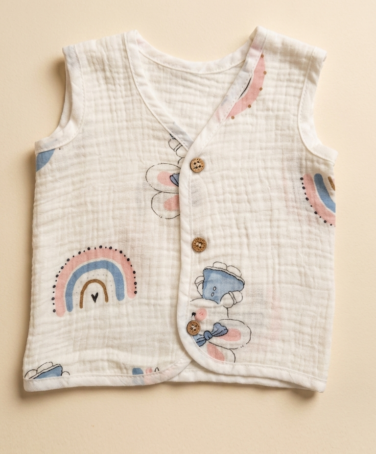 Crinkled Muslin Jabla - Rainbow Love