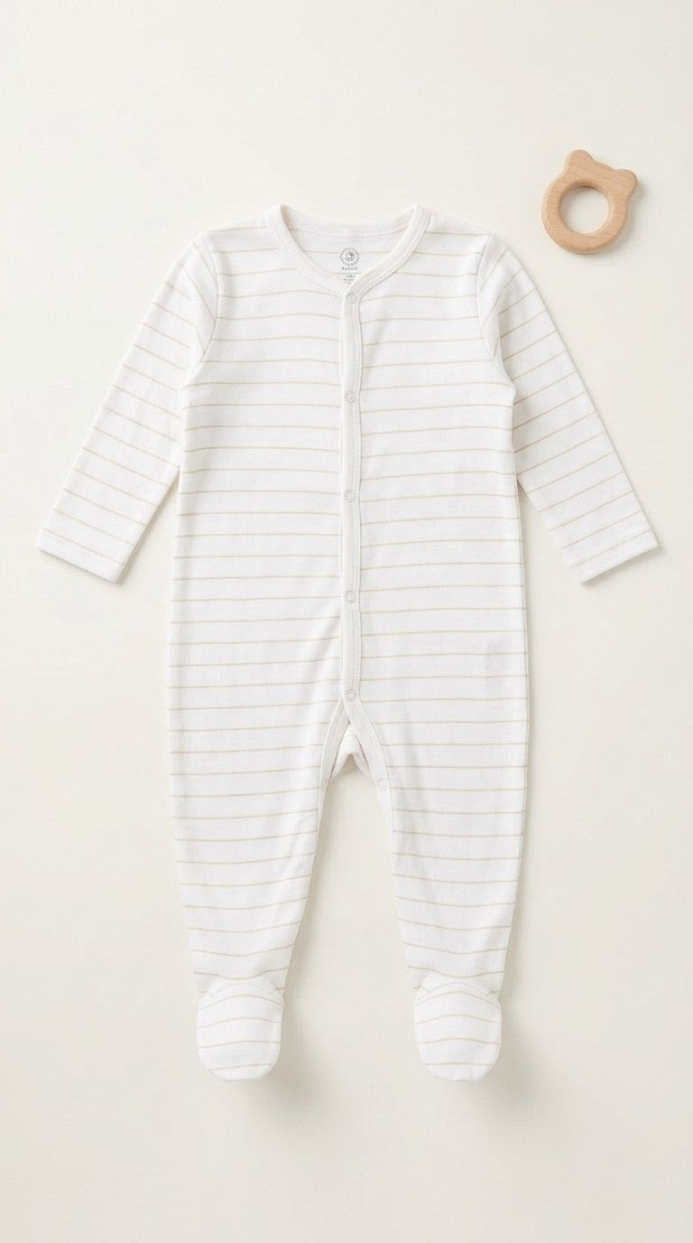 Footed Rompers - Orange Stripes