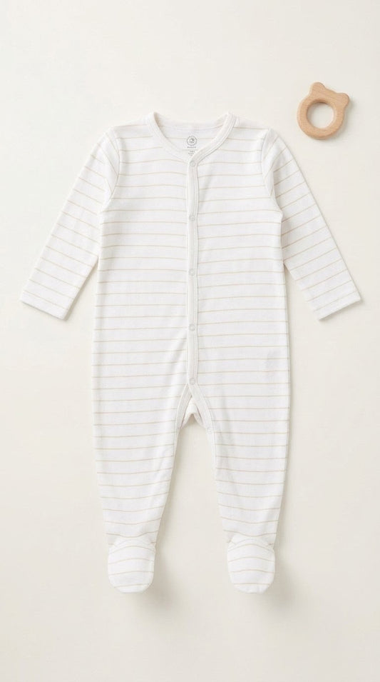 Footed Rompers - Orange Stripes