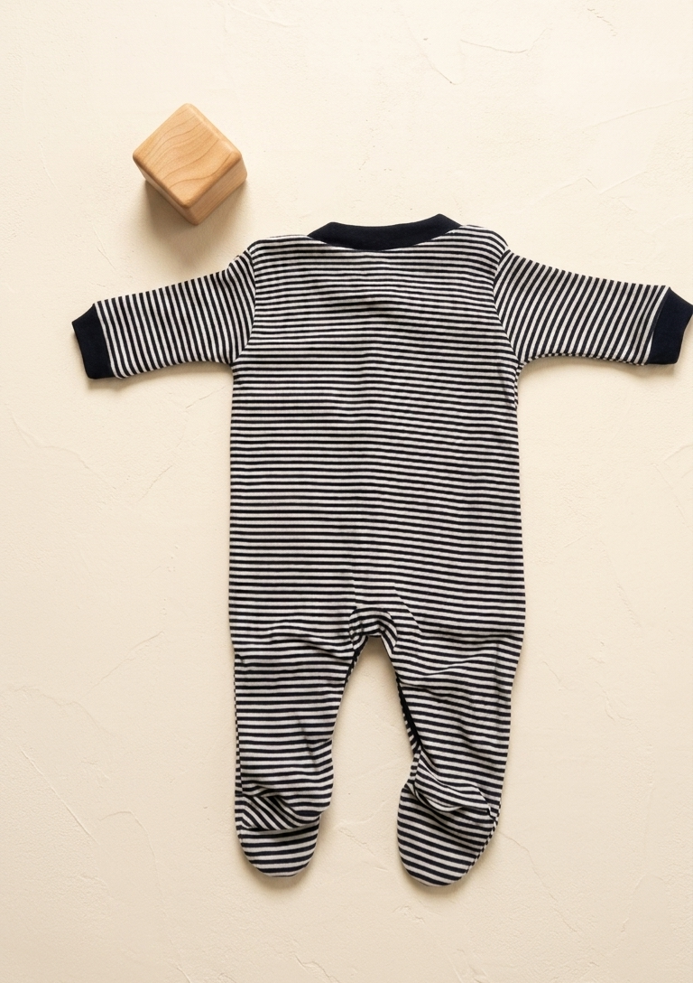 Footed Rompers - Blue Stripes