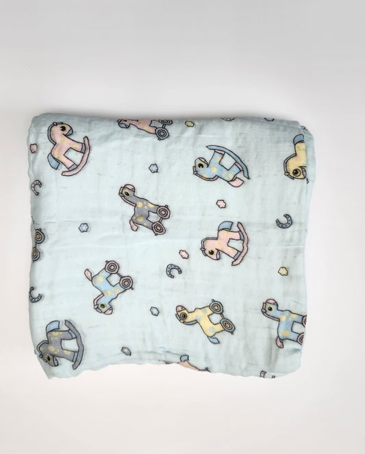 Muslin Blanket - Blue Horse