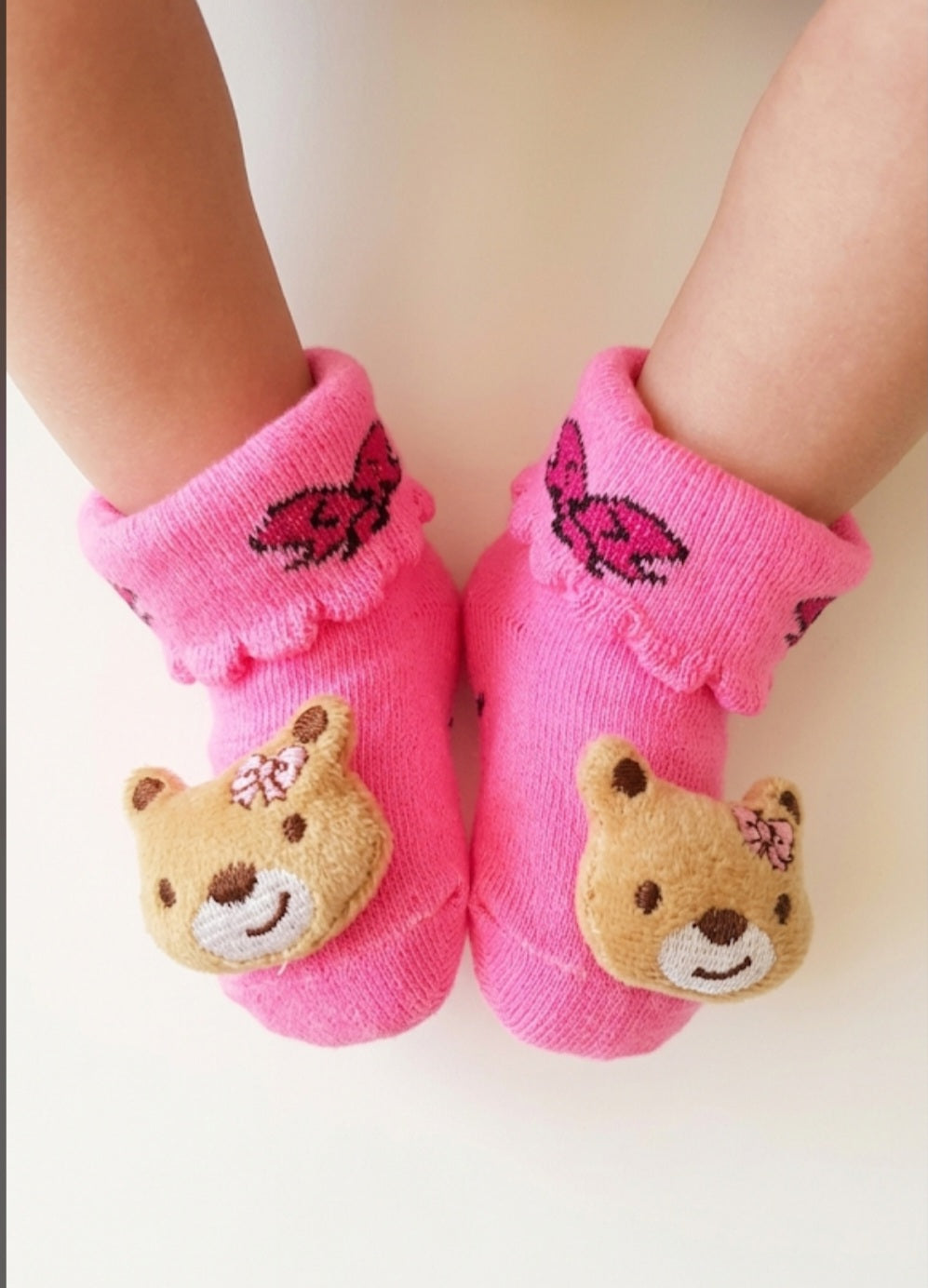 Baby Booties - Pink Bear