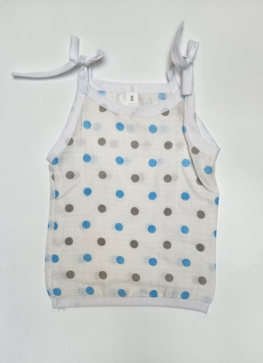 Muslin Tying Jabla - Blue Polka
