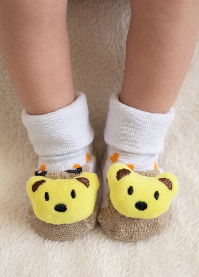 Baby Booties - Yellow Teddy