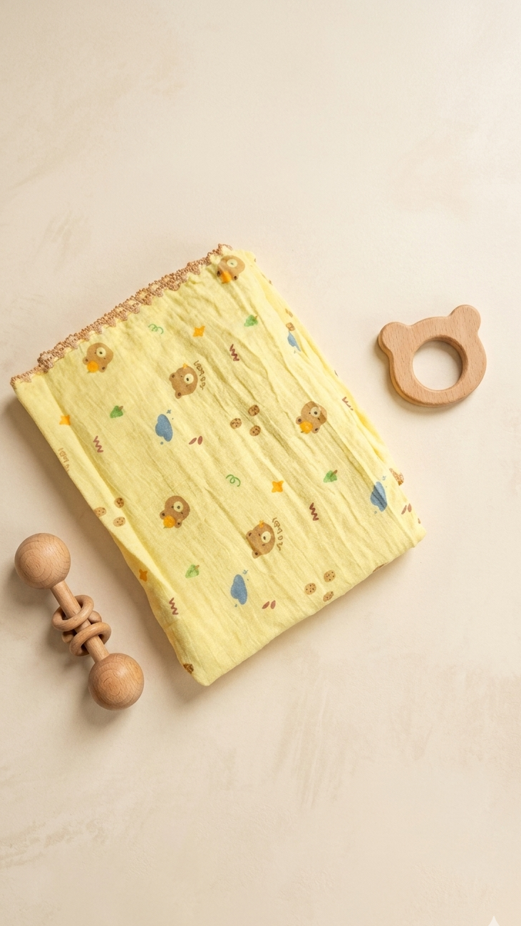 Reversible Muslin Blanket - Yellow