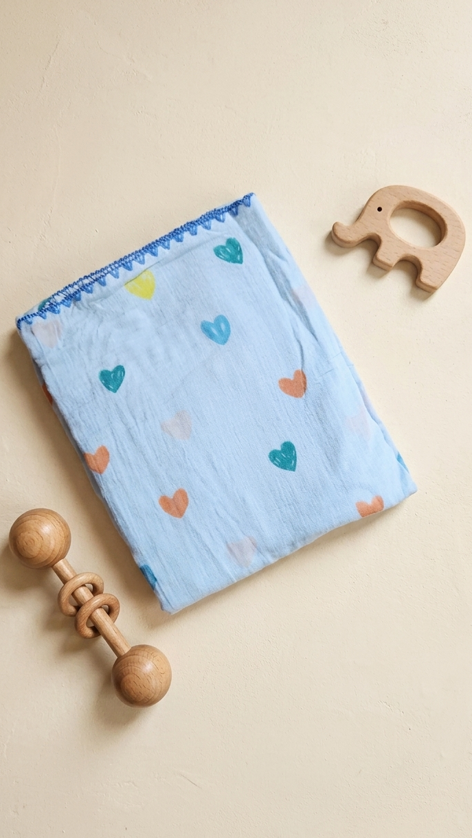 Reversible Muslin Blanket - Blue