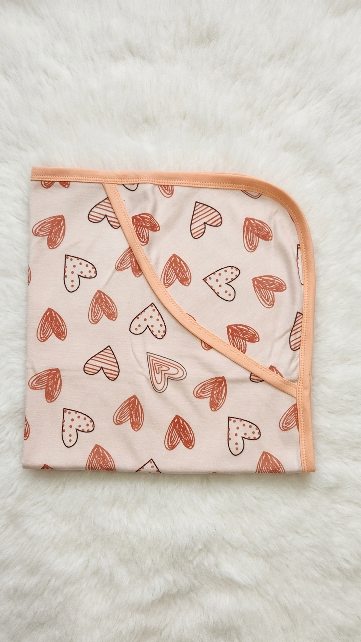 Double Layer Hooded Towel - Brown Hearts