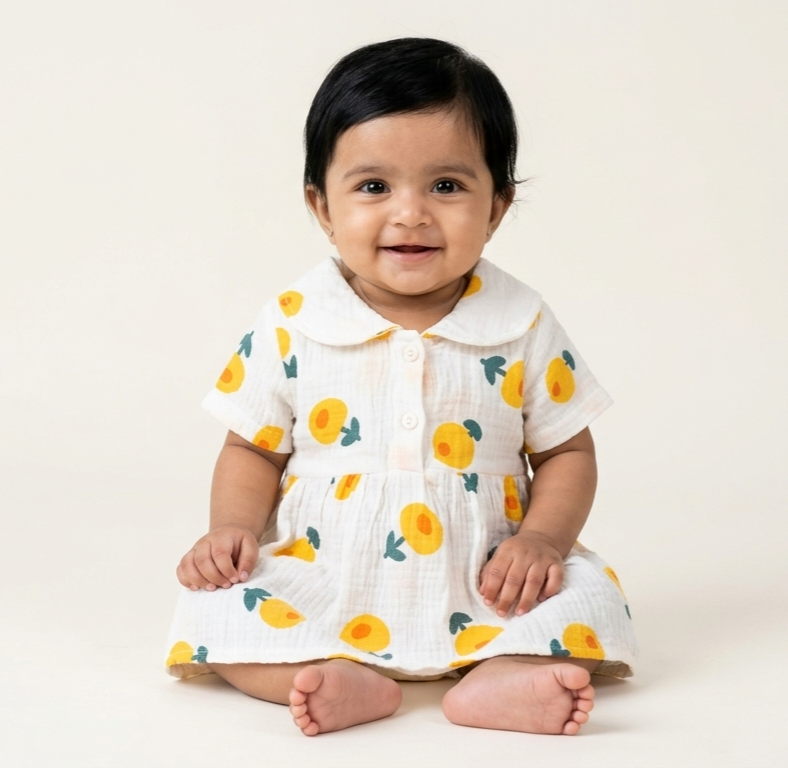 Muslin Frock - Yellow Flowers